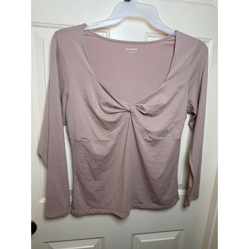 Old Navy Womens XL Mauve Twist Front Sweetheart Neck Long Sleeve Top